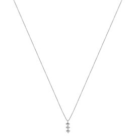 True Three Stone Petite Round Diamond Necklace Pendant 0.15cttw