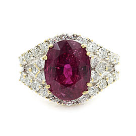 True Ruby Statement 18k white Gold Diamond Ring 6.4ct Size 7