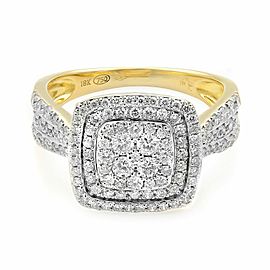 True 18K Yellow Gold Multi Diamond Halo Engagement Ring 0.95ct SZ 7