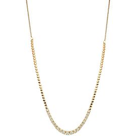 True Rose Gold Diamond Prong Bolo Chain Ladies Necklace in 14K Rose Gold 1.40cts