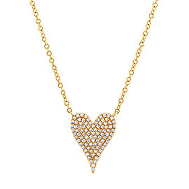 True 14K Yellow Gold Pave Diamond 0.21cttw Heart Pendant 17.5 Inch Necklace