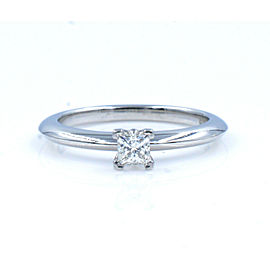 True Solitaire Princess Cut Diamond Engagement Platinum 0.10 cttw
