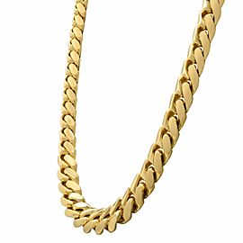 True Solid 14K Yellow Gold Miami Cuban Link Chain Necklace 14mm