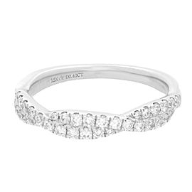 True 18K White Gold Twist Diamond Wedding Band Ring 0.40cttw Size 7