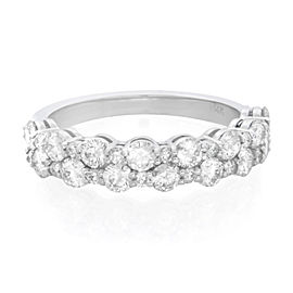 True 14K White Gold Diamond Half Way Band Size 6.5 1.16cttw