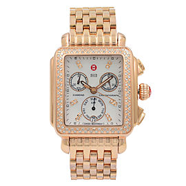 Michele Deco Rose Gold Steel Diamond 0.66cttw MOP Dial Quartz Watch MWW06P000109