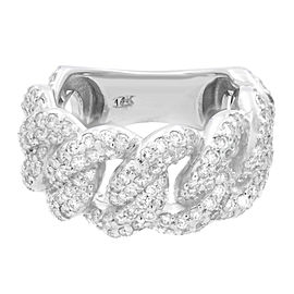 True 18K White Gold Diamond Miami Cuban Link Diamond Unisex Ring 2.40cttw Size 8.5