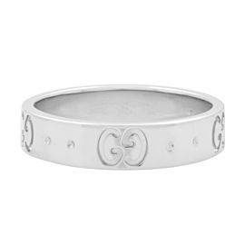True 18K White Gold Icon GG Thin Band Ring Size 4.5