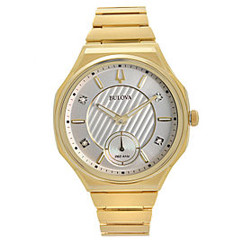 Bulova Curv Gold PVD Steel Diamond Silver Dial Quartz Ladies Watch