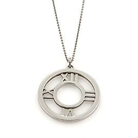 Tiffany & Co. ATLAS 18k White Gold Large Roman Numeral Round Pendant Necklace