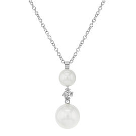 Damiani Bliss 18K White Gold Cultured Pearls & 0.04cttw Diamonds Pendant Necklace