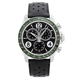 Tissot V8 Steel Leather Black Dial Mens Quartz Watch