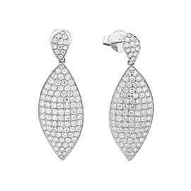 True 2.45Cttw Pave Set Round Cut Diamond Leaf Statement Drop Earrings