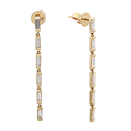 True 0.83Cttw Baguette Cut Diamond Single Line Drop Earrings