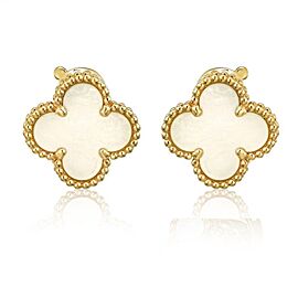 True Vintage Alhambra Mother Of Pearl Earrings 18K Yellow Gold