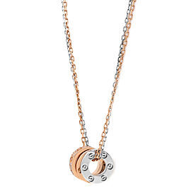 Cartier Love Two Tone 3 Hoop Diamond Pendant Necklace 18K White and Rose Gold