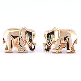 Cartier 18K Yellow Gold Emerald Elephant Stud Earrings