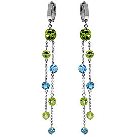 8.99 CTW 14K Solid White Gold Chandelier Earrings Peridot Blue Topaz
