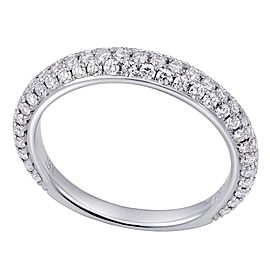 True 18K White Gold Pave Diamond Ladies Wedding Band Ring 0.73cttw Size 6.5