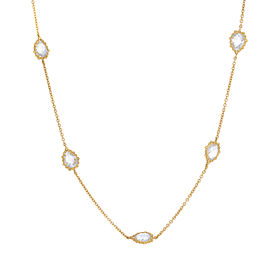 True 14k Yellow Gold 7 Quartz Ladies Necklace