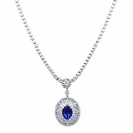 True 18K White Gold Blue Tanzanite And Diamond Necklace