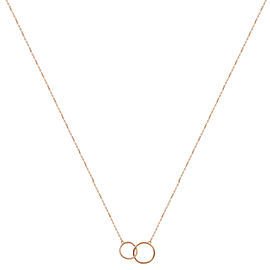True Rose Gold Double Ring Circle Pendant Necklace With Chain