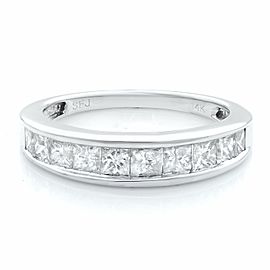 True 14K White Gold Princess Cut Diamond Channel Set Wedding Band 1.00ct