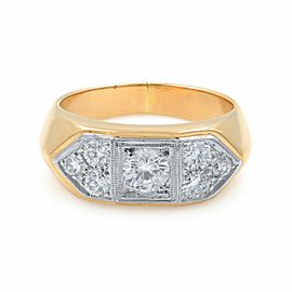True 18K Diamond Yellow Gold Mens Ring with Round Cut Diamonds 1.35cts
