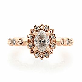 True 14K Rose Gold Oval Halo Diamond Engagement 0.75cts Ring 5.75