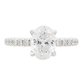 True 18K White Gold Oval Diamond Engagement Ring 1.50Ct Size 6.75
