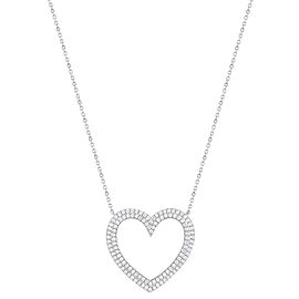True Platinum Diamond Heart Necklace 0.57 Cttw