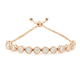 True 14K Rose Gold Diamond Bolo Chain Bezel Set Bracelet 2.05cttw