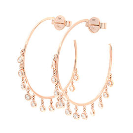 True 14K Rose Gold Diamond Shaker Hoop Earring 0.65Ct