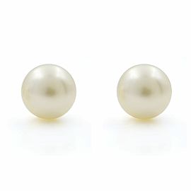 True 14K Yellow Gold Natural Pearl Stud Earrings 6.5mm