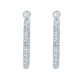 True 18K White Gold Diamond Hoop Earrings 37mm 6.39cts