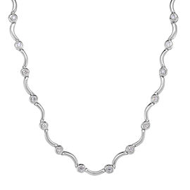 True 18k White Gold Diamond Link Necklace 0.95 cttw
