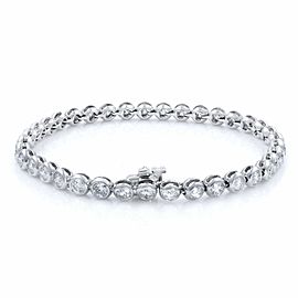 True 14K White Gold Bezel Set Diamond Bracelet 5.50cts