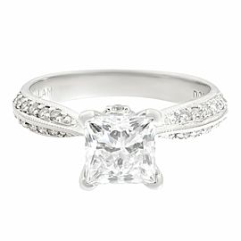 True 14K White Gold Diamond Princess Cut Bridal Ring Set 1.33ct SZ 6