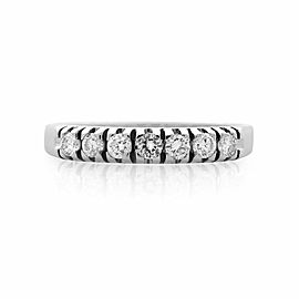 True 14K White Gold Pave Diamond Wedding Band Ring 0.21cts Size 7.5