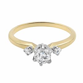 Rachel Koen 14K Yellow Gold Thee Stone Engagement Ring 0.50cttw Size 6.25