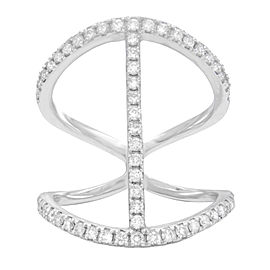 True 14K White Gold Diamond Double Band Ladies 0.64cttw Ring Size 6.5
