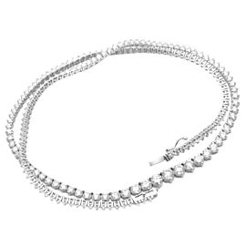 True 14K White Gold Graduated Round Cut Diamond Tennis Necklace 10.00cttw
