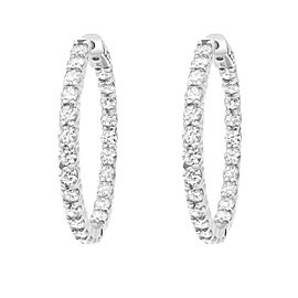 True 14K White Gold Diamond Hoop Earring 1.25 inches 4.27Cttw