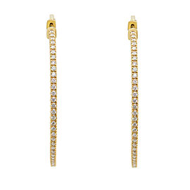 True 14K Yellow Gold Diamond Hoop Earring 2 inches 2.98Cttw