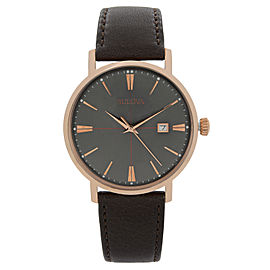 Bulova Classic Aerojet Rose Gold-Tone Steel Gray Dial Quartz Mens Watch 97B154