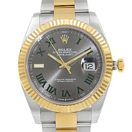 Rolex Datejust 41 18K Gold Steel Wimbledon Dial Automatic Men Watch
