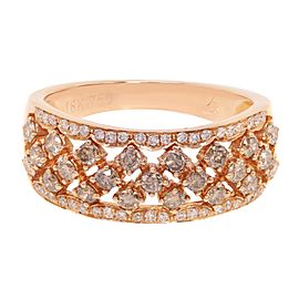 True Brown and White Diamond Wide Band 18K Rose Gold