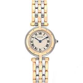 Cartier Panthere 24mm 3 Row 18K Gold Steel Beige Dial Quartz Ladies Watch
