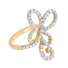 True Diamond Flower Cocktail Ring 14K Yellow Gold 1.6Cttw Size 7.25
