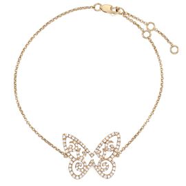 True Diamond Butterfly Chain Bracelet 18K Rose Gold 0.46cttw